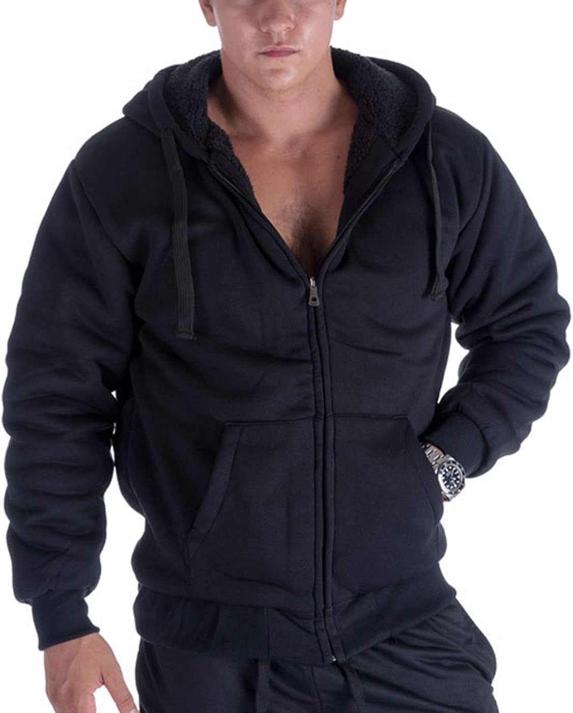ARA CLOTHING ARTICLE #7705  Classic Black Zip-Up Hoodie with Warm Fleece Lining