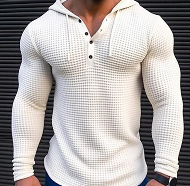 ARA CLOTHING ARTICLE #7708 Men's Waffle Knit Henley Hoodie