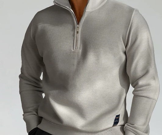 ARA CLOTHING ARTICLE #7707 Casual silky and soft Half-Zip Stand Collar Hoodie Pullover