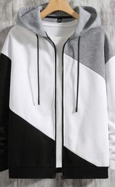ARA CLOTHING ARTICLE #77024 - Men's Color Block Zip-Up Drawstring Hoodie Jacket