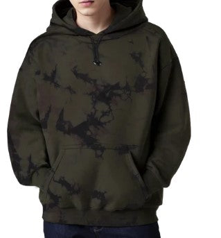 ARA CLOTHING ARTICLE #77038 Men's Oversized Tie-Dye Fleece Hoodie - Olive Green/Black